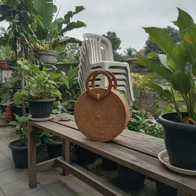 Foto tas rotan sebelum diedit